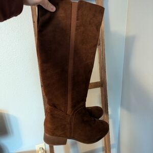 Brown Suede Knee-High Boots